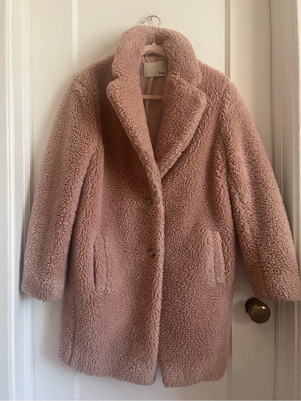 Wilfred Blush Pink Teddy Faux-Shearling Coat